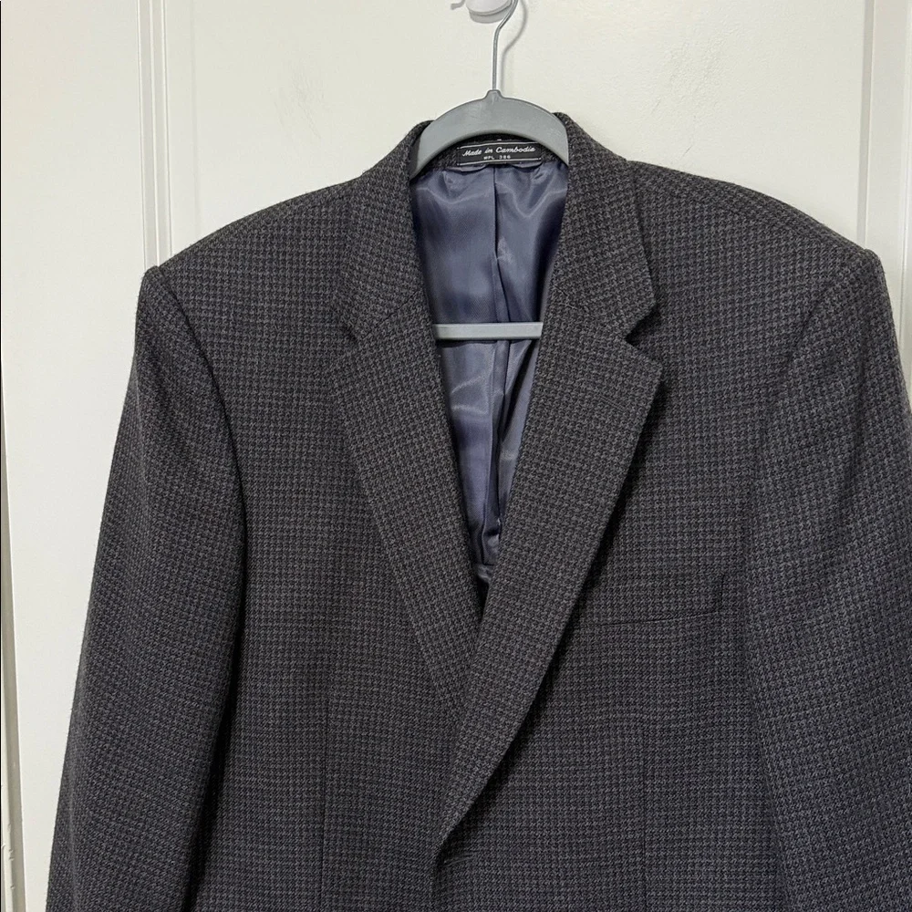 Saddlebred Mens Wool Blazer Houndstooth Pattern size 42 Regular 100% Lambswool
